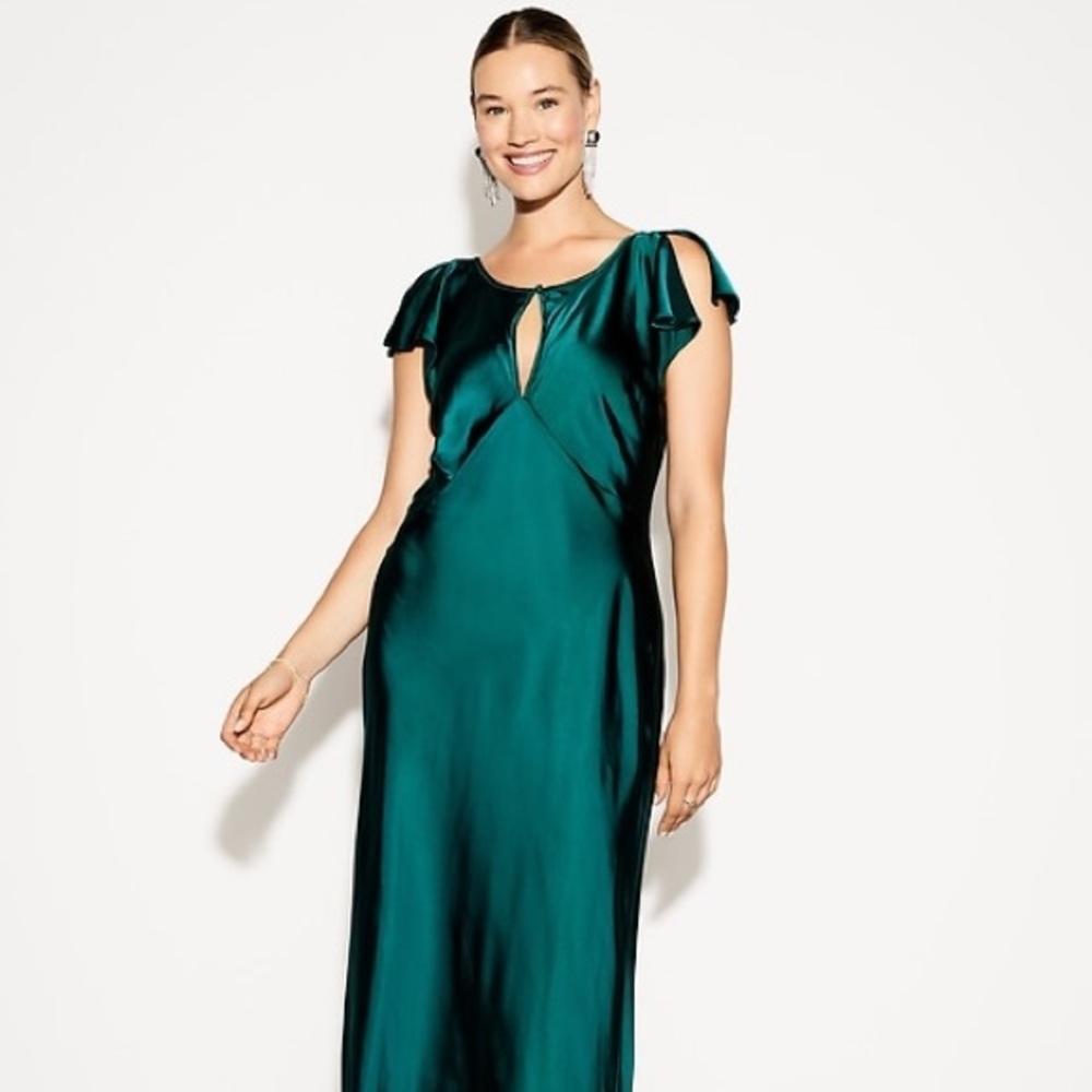 The Occasion by Old Navy Flutter-Sleeve Keyhole Satin Maxi Dress